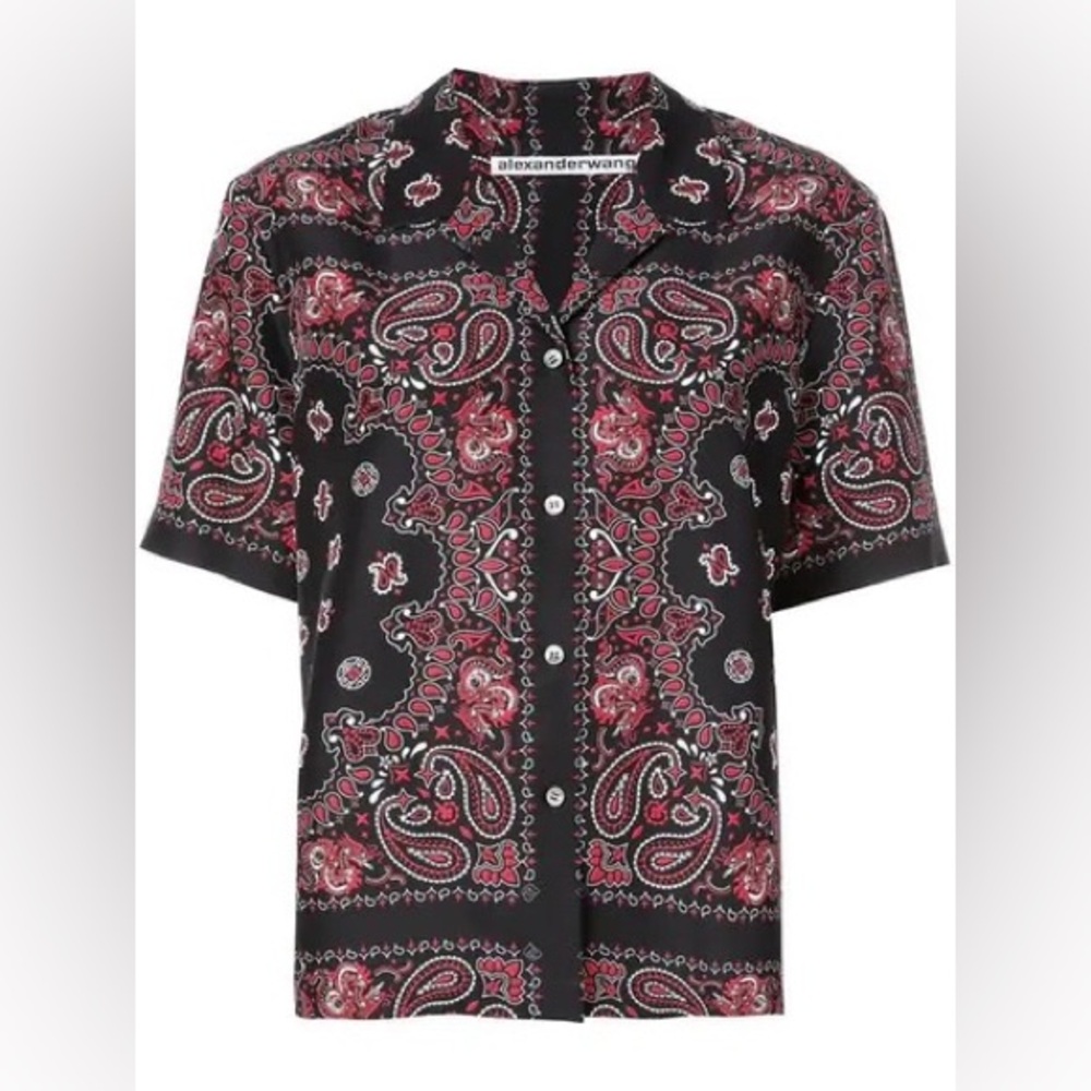 ALEXANDER WANG Bandana Print Silk Shirt In Black